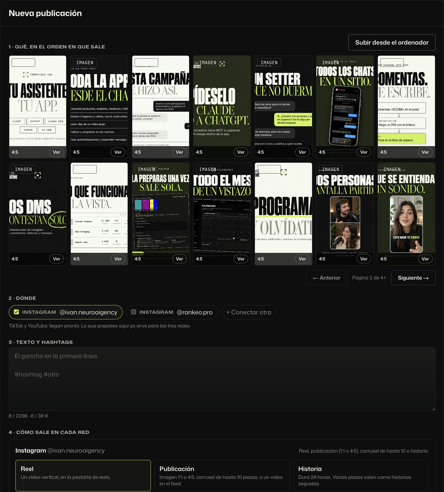 Compositor de publicaciones para varias redes